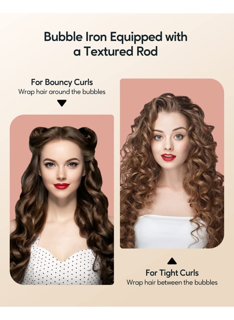 مكواة تجعيد شعر احترافية بتصميم فقاعات حلزونية، مكواة شعر سيراميك أيونية بطبقة طلاء سيراميكي، تسخين سريع، تصفيف يدوم طويلاً، إيقاف تلقائي للأمان - Image 3